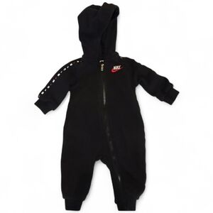 Nike Black Baby Boys Zip Up Hooded Winter Outfit 6-9 Months Coveralls Jumpsuit